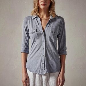 JAMES PERSE SHEER SLUB SIDE PANEL SHIRT